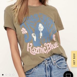 Lulu's Janis Joplin Kozmic Blues Olive Green Graphic Tee
